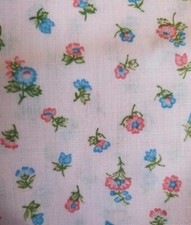 Sewing Fabric Pastel Pink Blue Calico Floral 2ydX45" Cotton