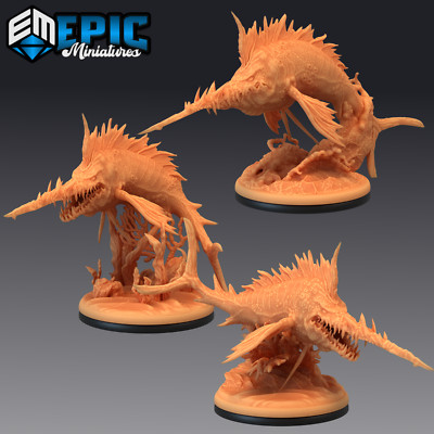 Sword Fish DnD Miniatures - Sea Monster Set by Epic Miniatures | 28mm Resin