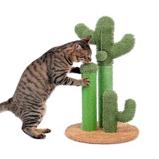 US Cat Scratching Post Green Cactus Featuring Scratcher Poles Interactive Ball
