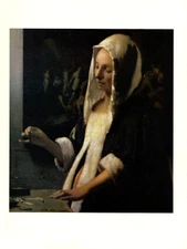 1981 Vintage VERMEER DETAIL "A WOMAN HOLDING A BALANCE" COLOR offset Lithograph