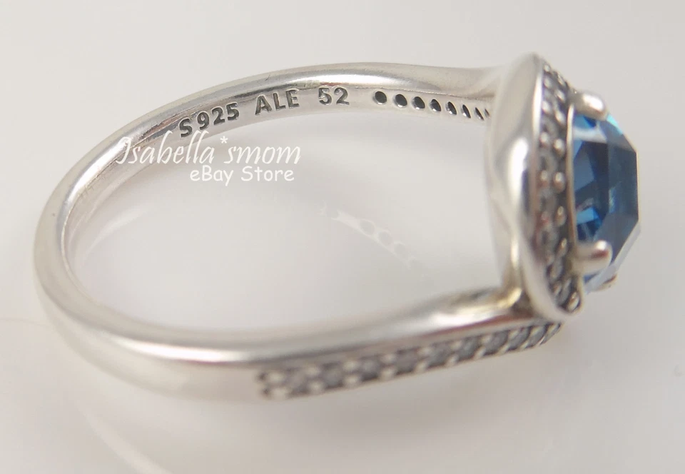 Splendente Decorazioni Originale PANDORA Argento ~ Cristallo Blu Anello 5/50 - Immagine 2 di 4