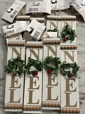 Old East Main (8) Noel Wooden Ornaments With Wreath (new With Defect)