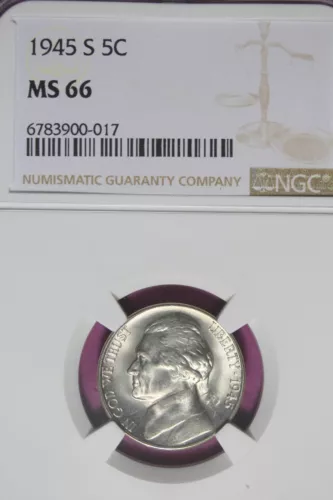 1945 S- NGC 5C MS66 JEFFERSON NICKEL #B44893