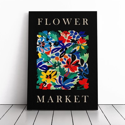 Black Collection Flower Market No.5 Exhibition Canvas Wall Art Print Framed
