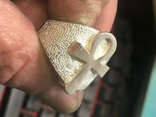Large Ankh Egyptian Symbol Ring Sterling Silver 925 Sizes 6 14