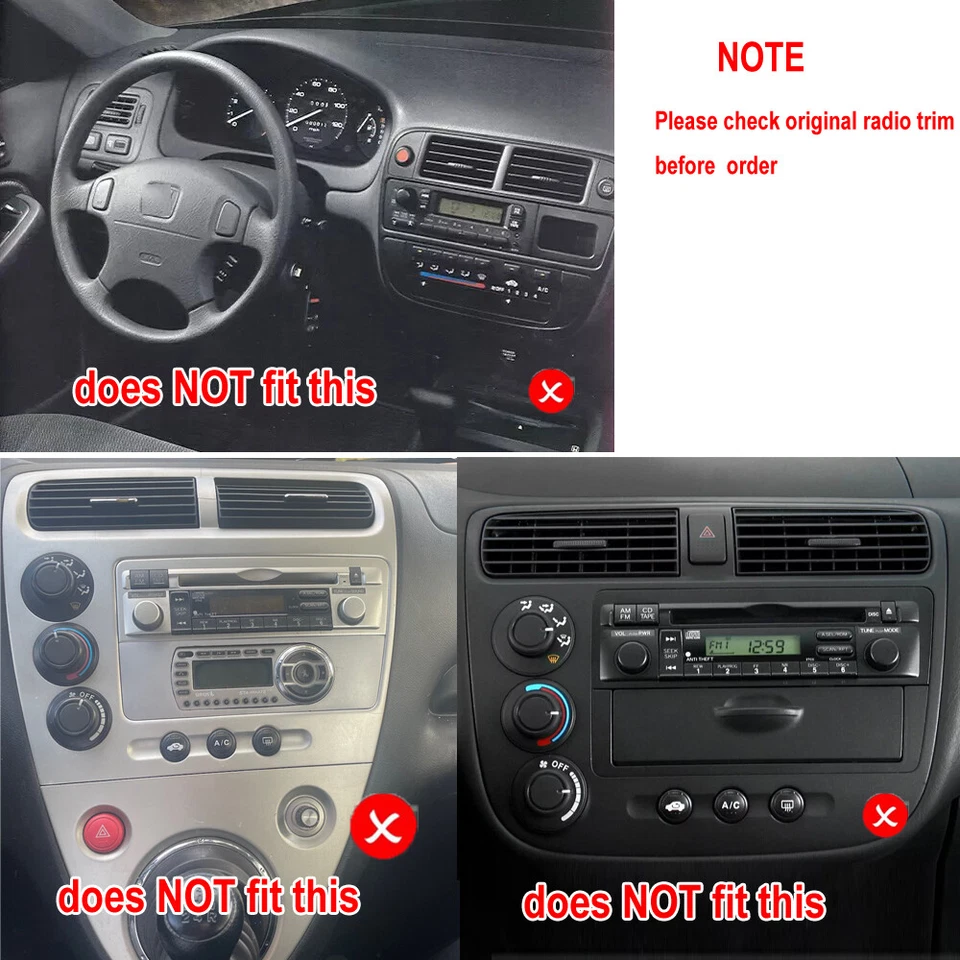 Car Apple CarPlay Android Auto Dash Car Radio AHD For Honda Civic 1998 1999 2000 Foto 3 de 4
