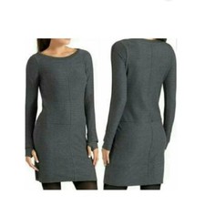 Athleta Carmella Striped Long Sleeve Mini Stretch Bodycon Dress In Grey Size S
