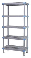 Quantum QP183074VS-5 NSF Millenia Gray Polymer 5 Shelf Vented Shelving Unit -...