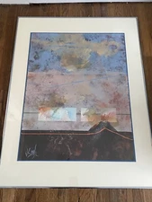 Jerry Seagle Signed Acrylic 'Magic' Framed Layered Abstract Matted Appx 40"x30"