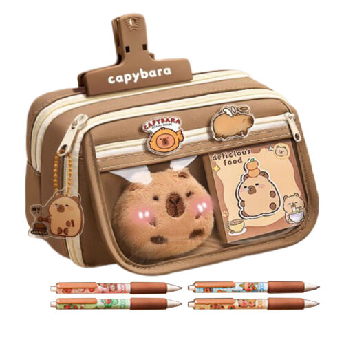 Capybara Pencil Case Cute 9-Layer Large Capacity Capybara Print Pencil Pouch-A