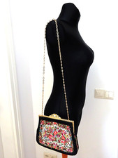 Jugendstil Petite Point Stickerei Tasche Abendtasche Handarbeit Vintage neu