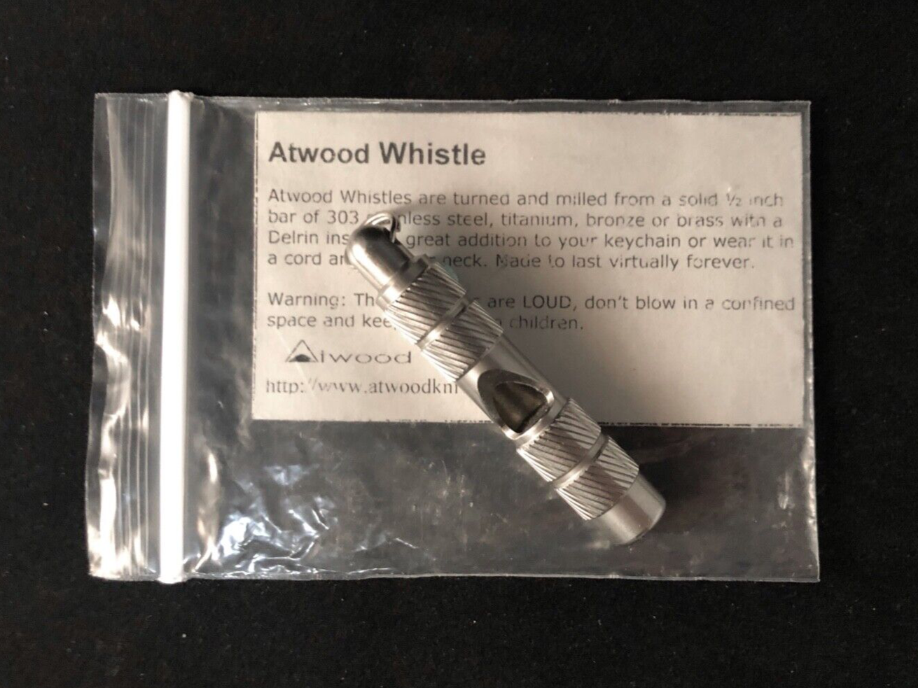 Peter Atwood Whistle™ Rifle Knurl Whistle 303 Stainless Steel Keychain
