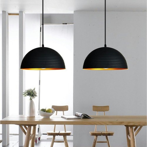 Colgante cúpula de metal negro revestimiento dorado ligero cocina moderna comedor sala de estar - Imagen 22 de 26