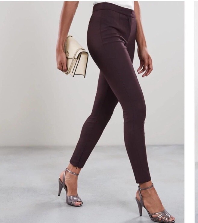 Reiss 4 Arla Pants Trousers Zip Ankle Brown Skinny Slim Office Career High Waist