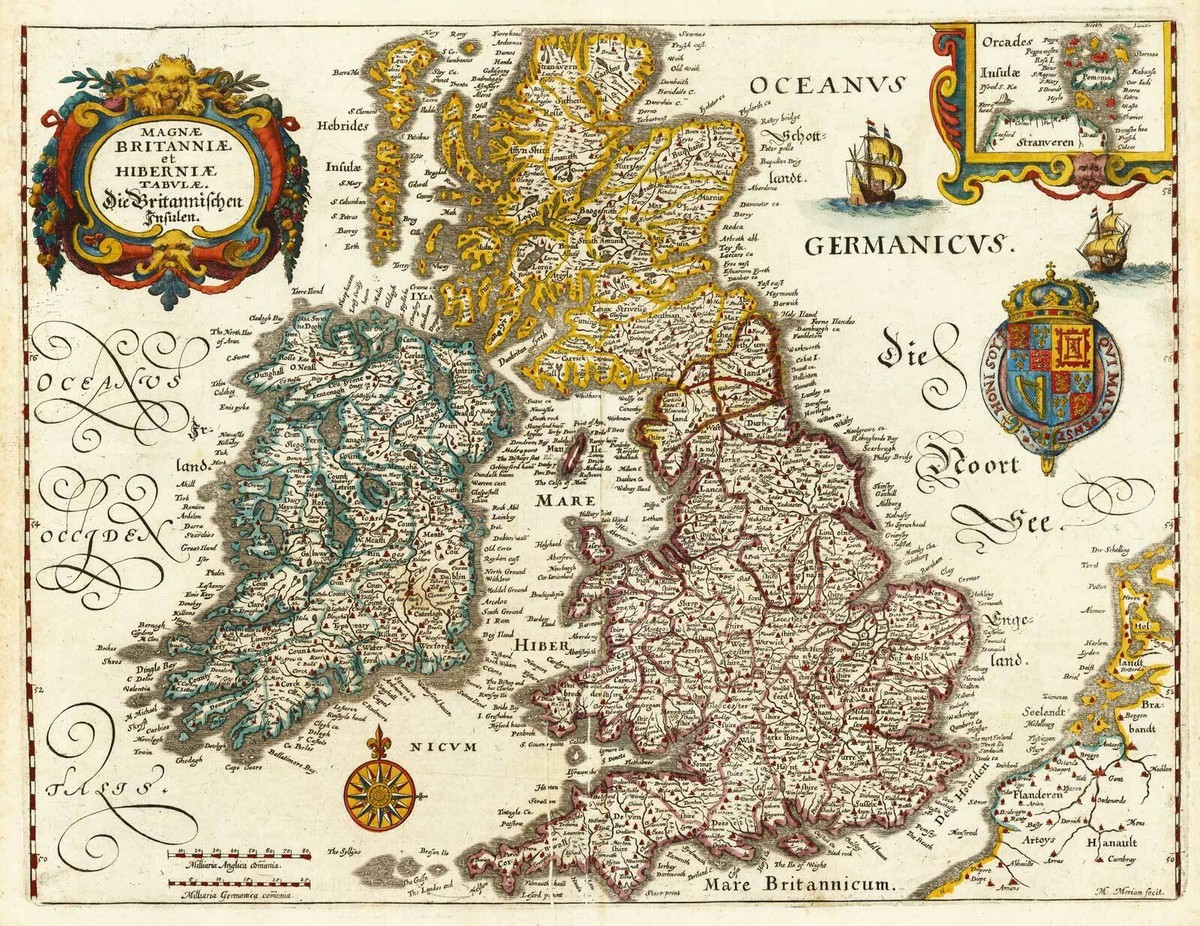 1636 Map British Isles England Scotland Wales Isle of Man Ireland