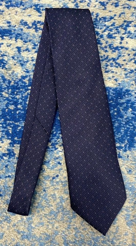 Corbata Ungaro Azul Marino Púrpura Orquídea Tejida Geométrica Seda Italia Foto 2 de 4
