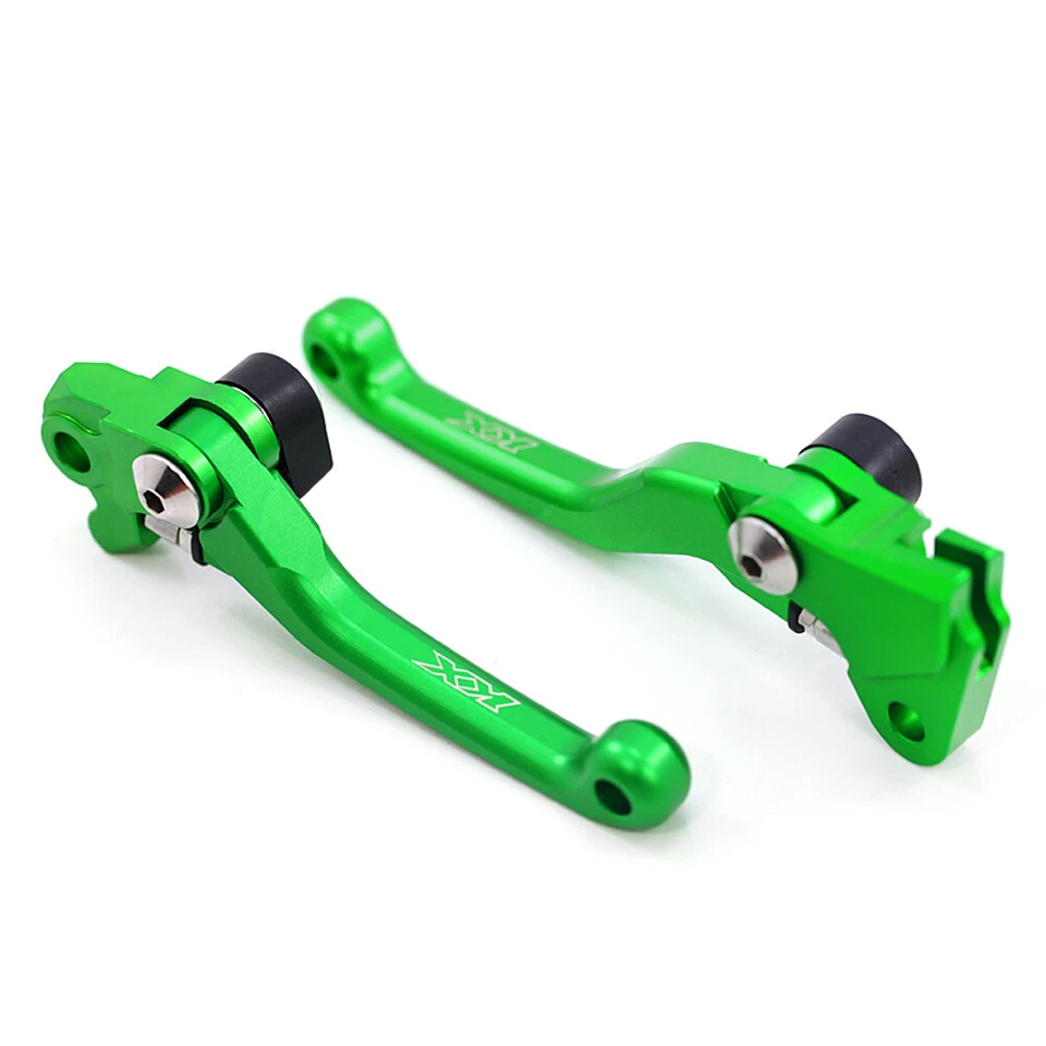 Palancas de control con freno y embrague verde para 06-12 Kawasaki KX250 KX250F KX450F Foto 4 de 4