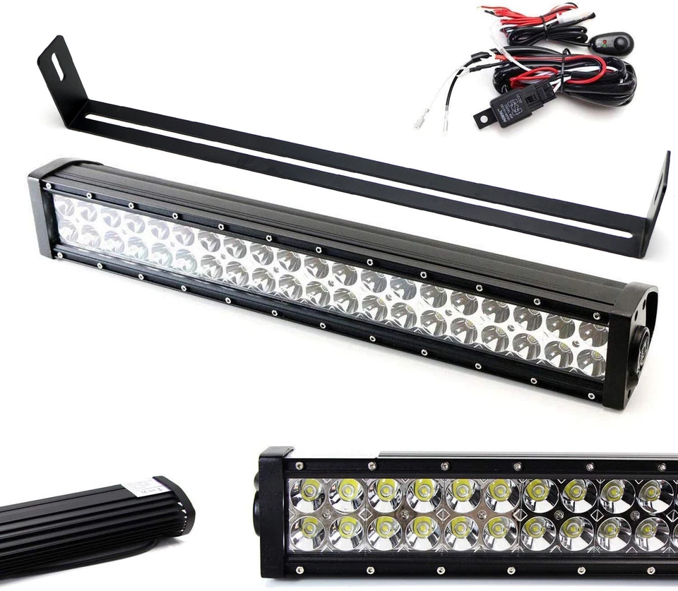 Barra de luz LED 120W 20" con soporte de montaje de parachoques inferior, cableado para Nissan Titan Foto 2 de 4