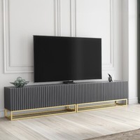 TV Stand Sideboard TV Unit Cabinet Grey Gold Fluted Doors Storage Modular 200cm