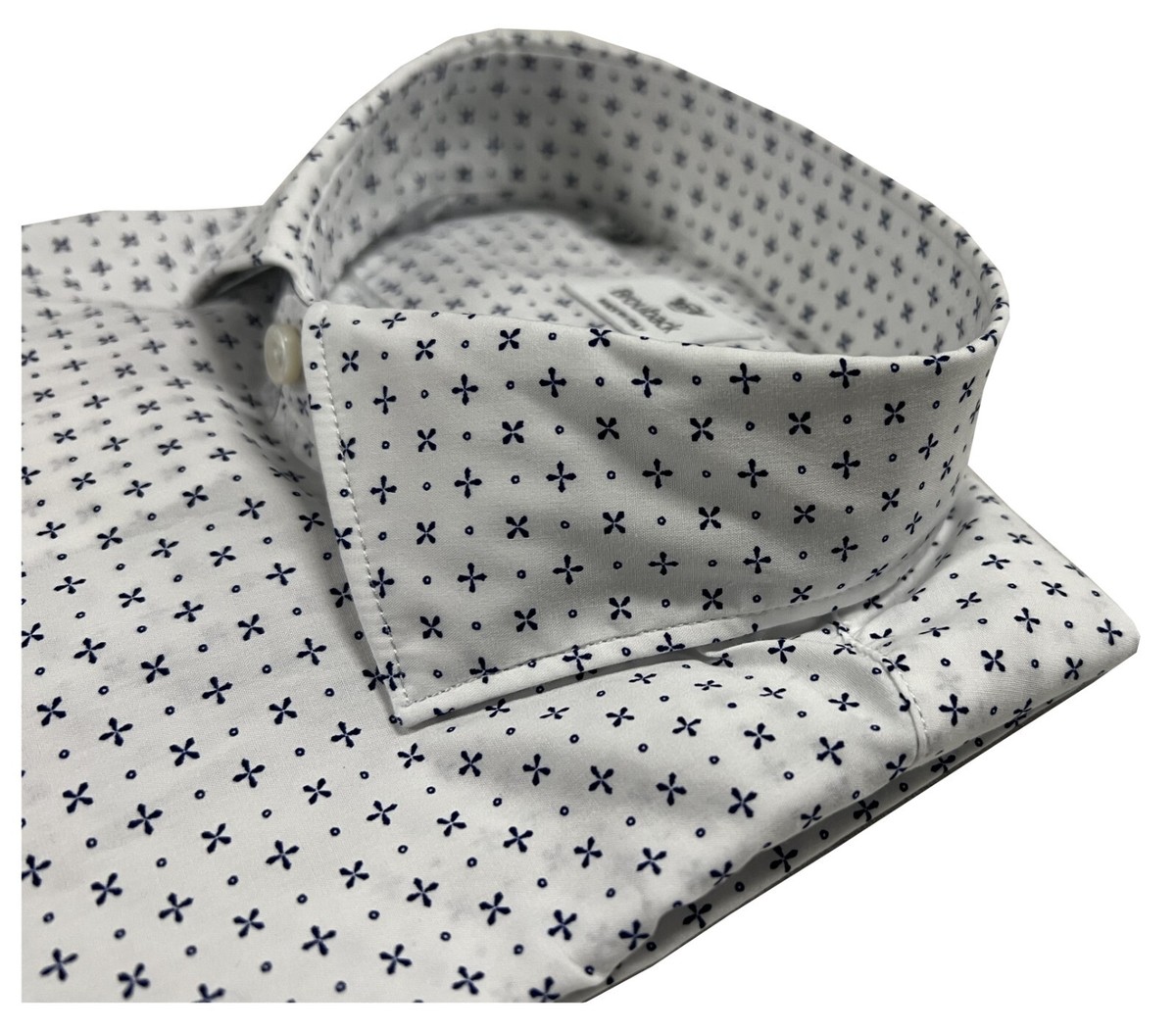 Brouback Men's Shirt Pattern White/Blue Asc Nisida 38 Z73