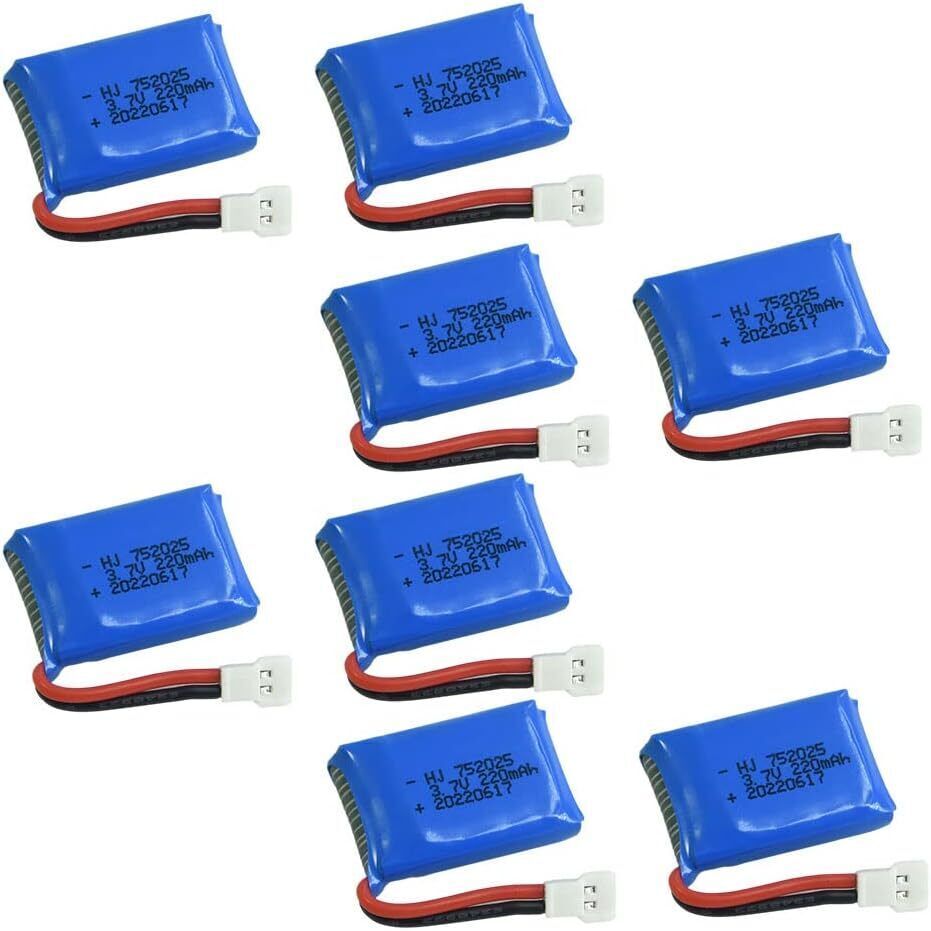 8Pcs 3.7V 220mAh 20C LiPO Battery XH2.54 Plug for Syma X4 X1