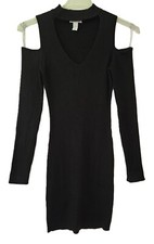 Charlotte Russe Juniors Bodycon Keyhole Cold Shoulder SWEATER DRESS Black M