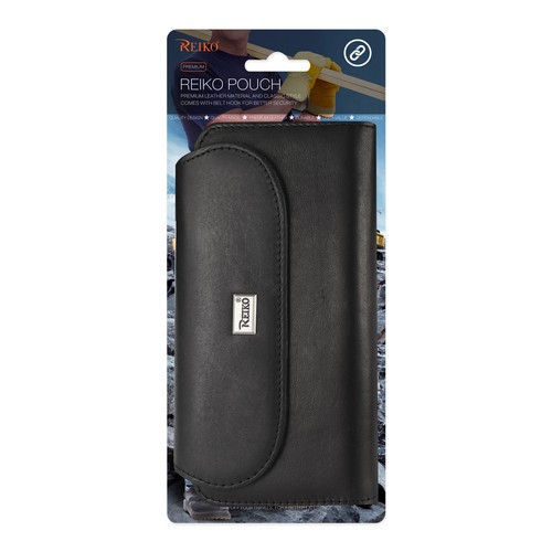 Reiko Horizontal Genuine Leather Pouch With Card Holder In Black iPhone 6,7,8,X
