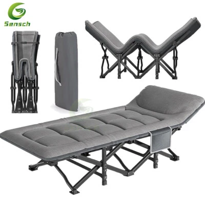 SENSCH XXL Feldbett bis 200kg Campingbett Campingliege Gästebett Klappbett 75*26in DE