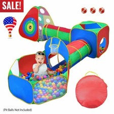 5Pcs Kids Pop Up Crawling Tent Bonus Play Balls Play Tents w/ Tunnels Ball Pit