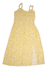 Old Navy Floral Maxi Slip Dress Yellow Sweetheart Neck Smocked Back Womens L