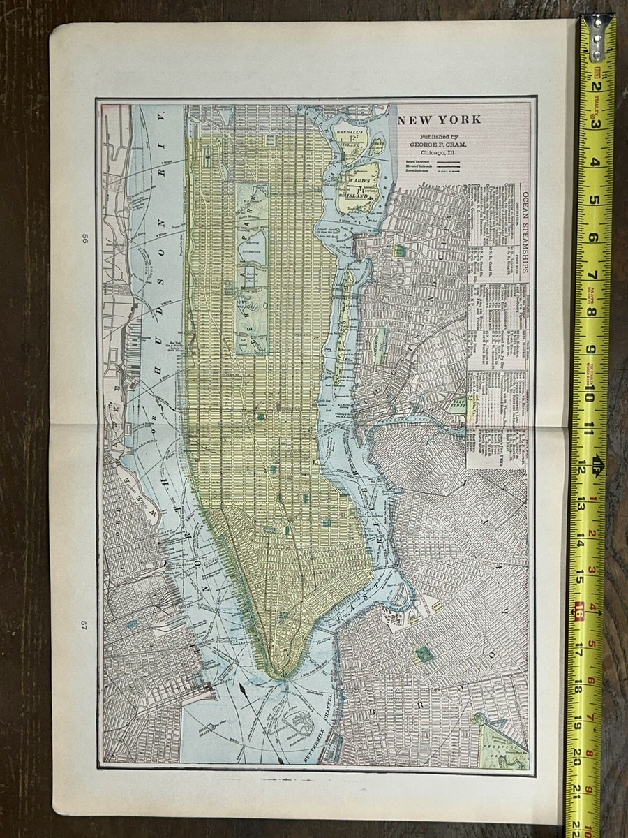 Antique 1901 New York City Map 14” X 22” | eBay