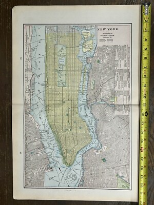 Antique 1901 New York City Map 14” X 22” | eBay