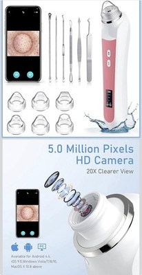 Blackhead Removal Vacuum with HD Camera, WiFi, App-Controlled, 3 Suction Levels