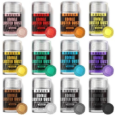 Luster Dust Edible, 12 Colors Edible Glitter Pack, Cocktail Food Glitter Edible