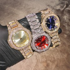 Men's Rounded Square Roman Numeral Luxury ICED-OUT Watch