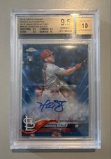 18 Topps Chrome -Rookie Autograph Harrison Bader Blue Wave Refractor Beckett 9.5