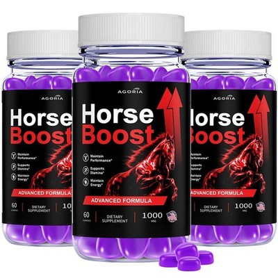 (3 Pack) Horse Boost Gums Male Health Support Formula HorseBoost 180 Gummies