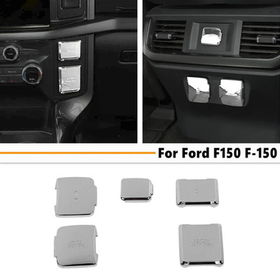 Chrome Control Power & USB Socket Panel Trim Cover For Ford F150 F-150 2021-2026