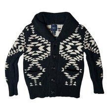 GapKids Boys Black White Aztec Geometric Shawl Collar Cardigan Sweater XS 4-5