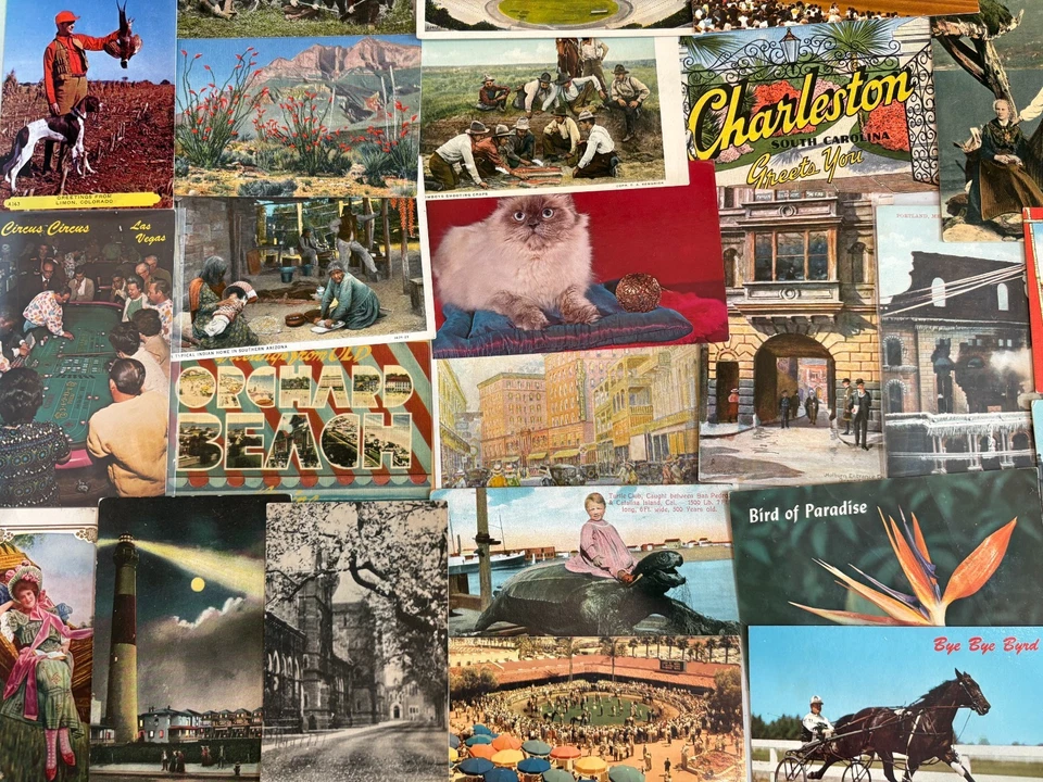 Lote de 100 postales vintage SIN USAR EE. UU. Y TEMAS DIVERTIDOS! Años 1900-60 ¡ENVÍO GRATUITO! Foto 2 de 4