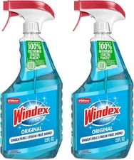 Windex Glass and Window Cleaner Spray Bottle Original Blue Scent, 23 FlOz 2 Pack