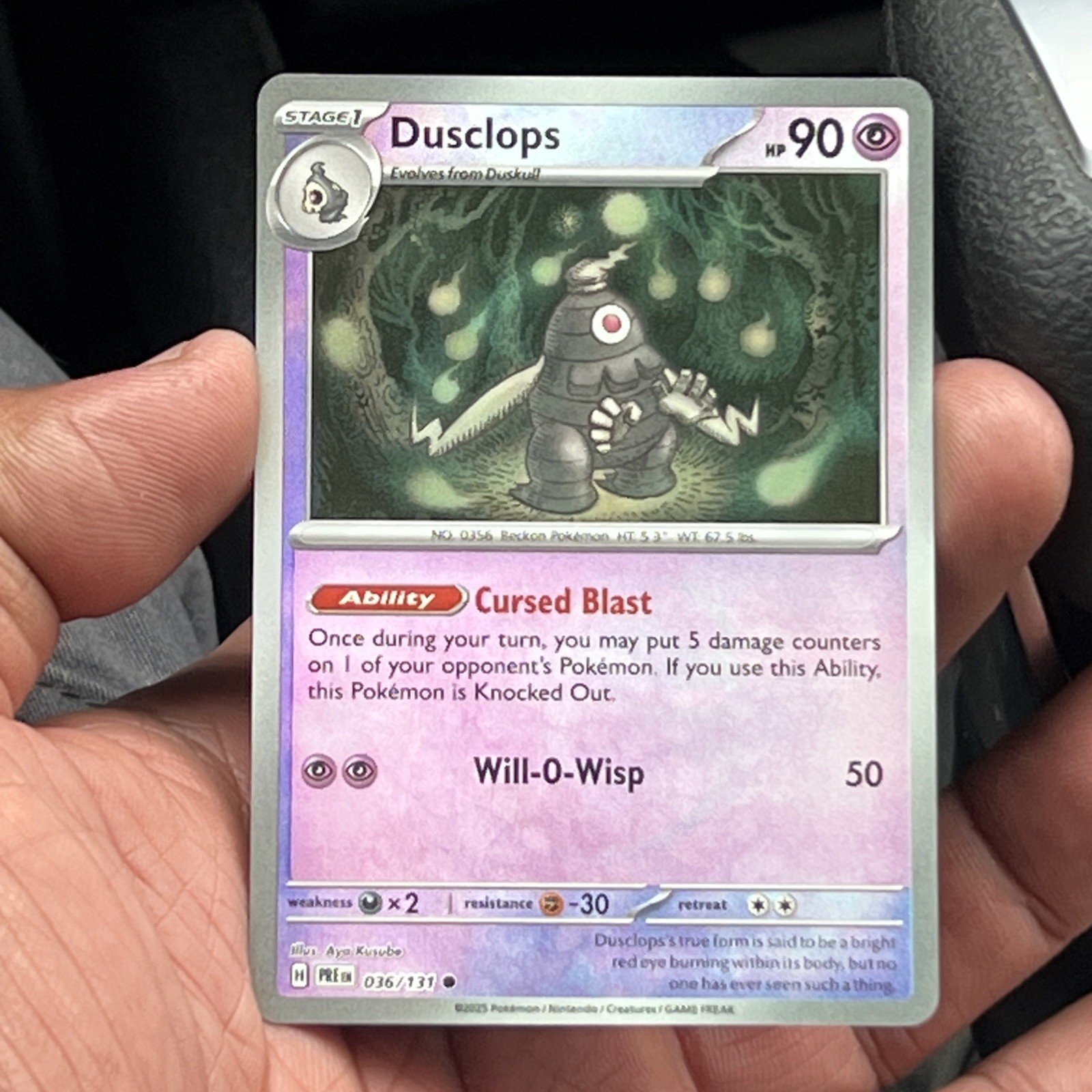 Dusclops 036/131 Pokémon TCG Prismatic Evolutions Master Ball Reverse Holo NM