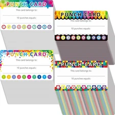 332 PCS Punch Cards, 4 Designs Incentive Reward Card Student Awards Loyalty C...
