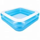 Mosaic Square 2 Ring Inflatable Swimming Play Pool Family Blue