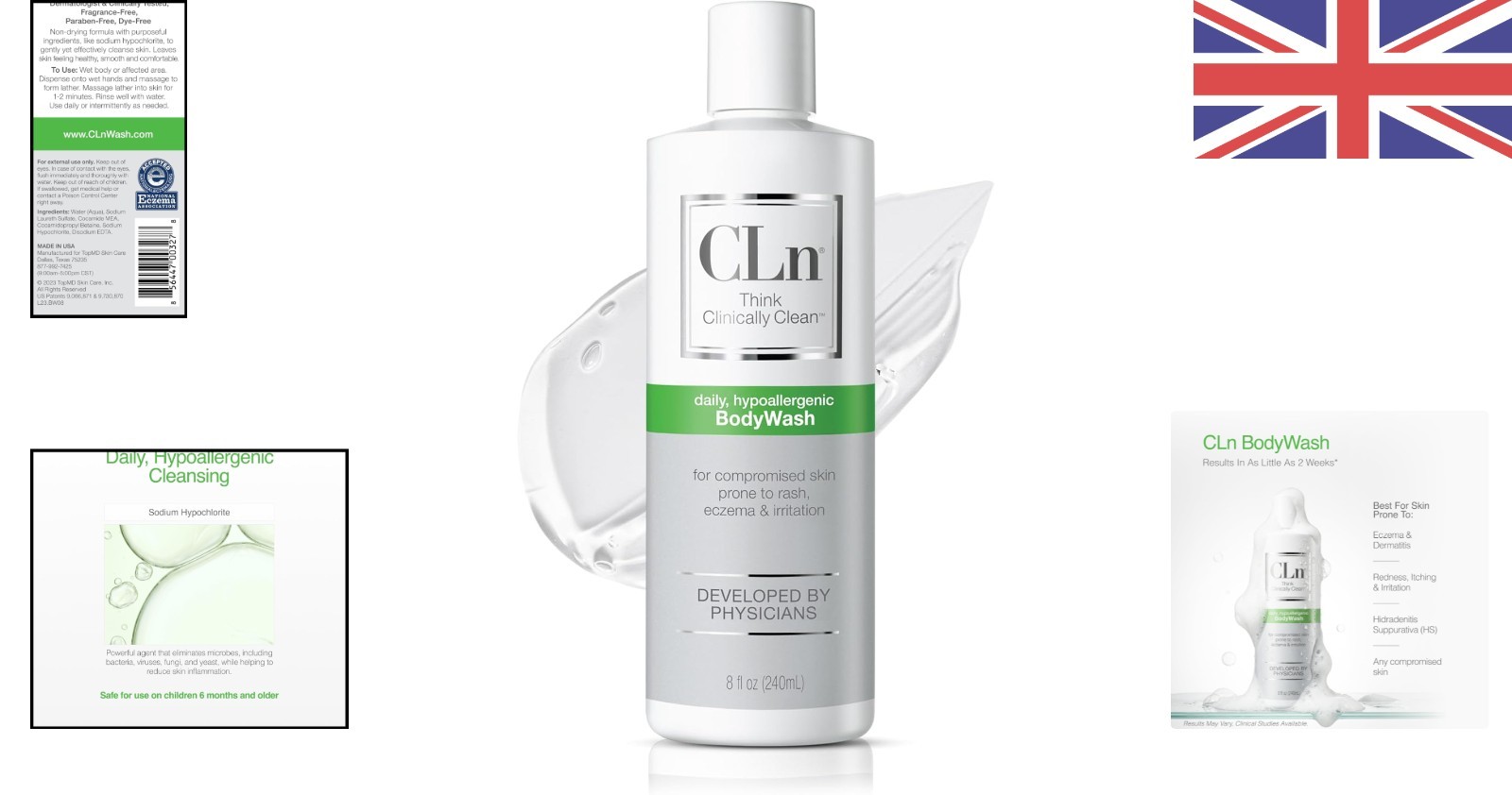 240ml Sodium Hypochlorite Body Wash - Non-Irritating, Ideal for Sensitive Skin