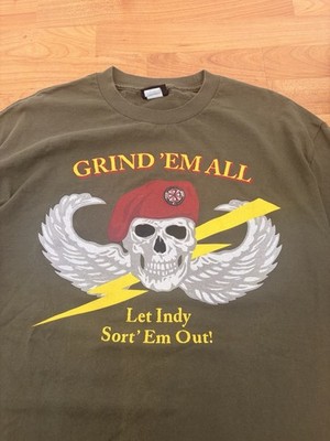 RARE independent trucks Grind 'Em All Green Graphic Skull T-Shirt Men's
