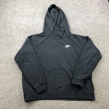 Nike Hoodie Womens Medium Black Small Swoosh Logo Pullover Athletic Sweatshirt