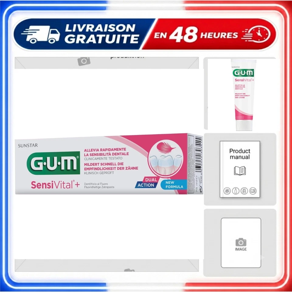 GUM SensiVital+ Dentifrice dents sensibles sans fluorure 75 ml - Photo 1/2