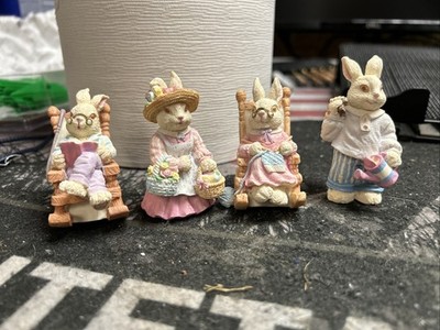 Unbranded 4 Lot Easter Rabbit Bunny Figurines 