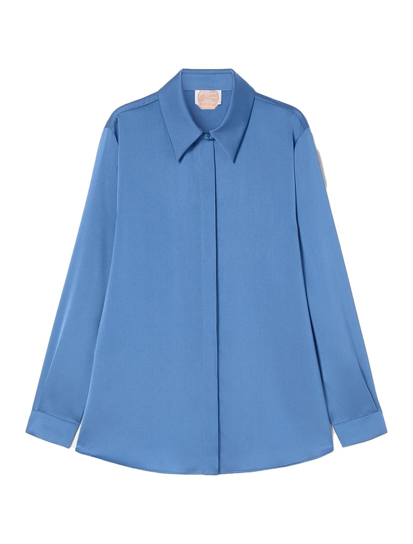 PERSONA By MARINA RINALDI Line N.O.W – Women's Camicia OBOLI In Satin Blue